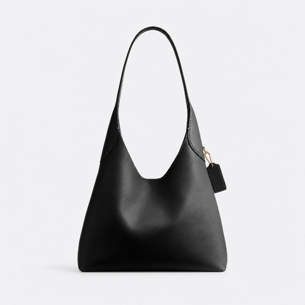 Black Grain Leather Hobo Shoulder Bag, photo 1