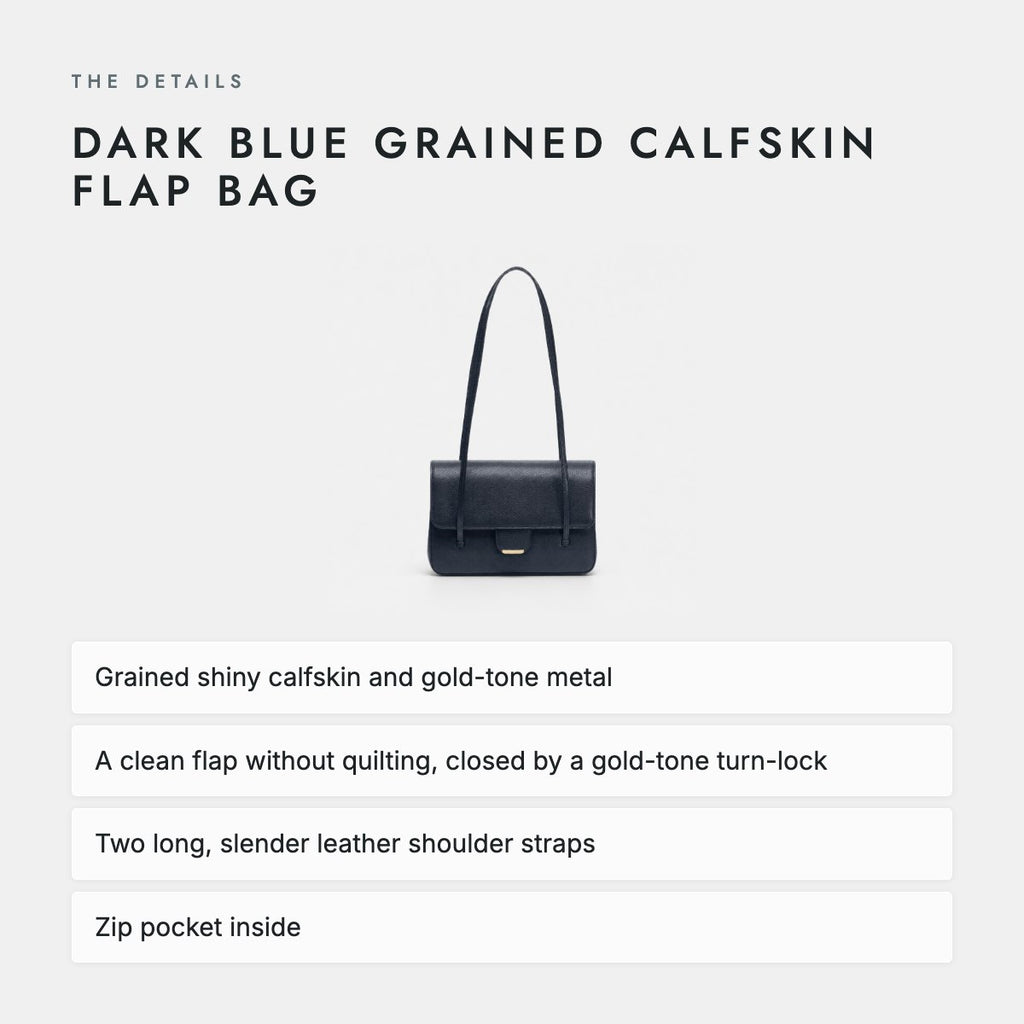 Dark Blue Grained Calfskin Flap Bag, photo 4