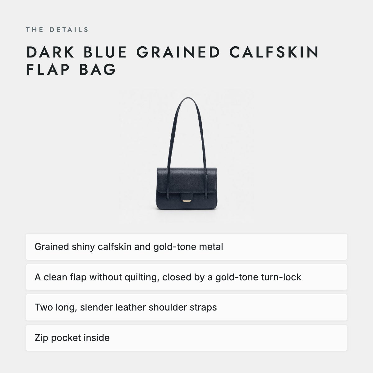 Dark Blue Grained Calfskin Flap Bag, photo 4
