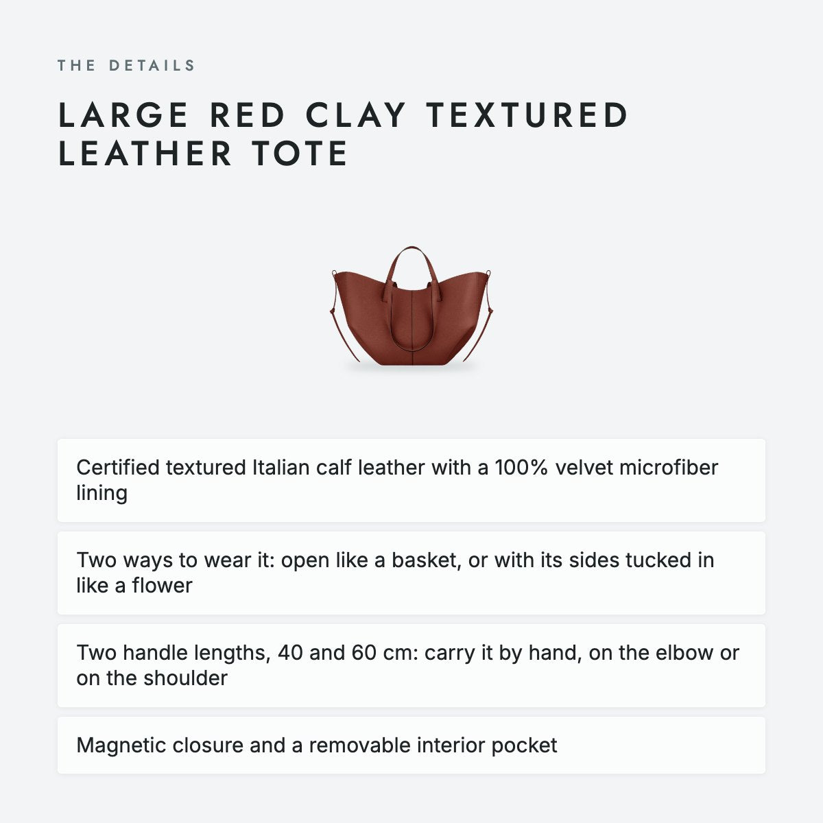 Large Red Clay Textured Leather Tote, photo 4