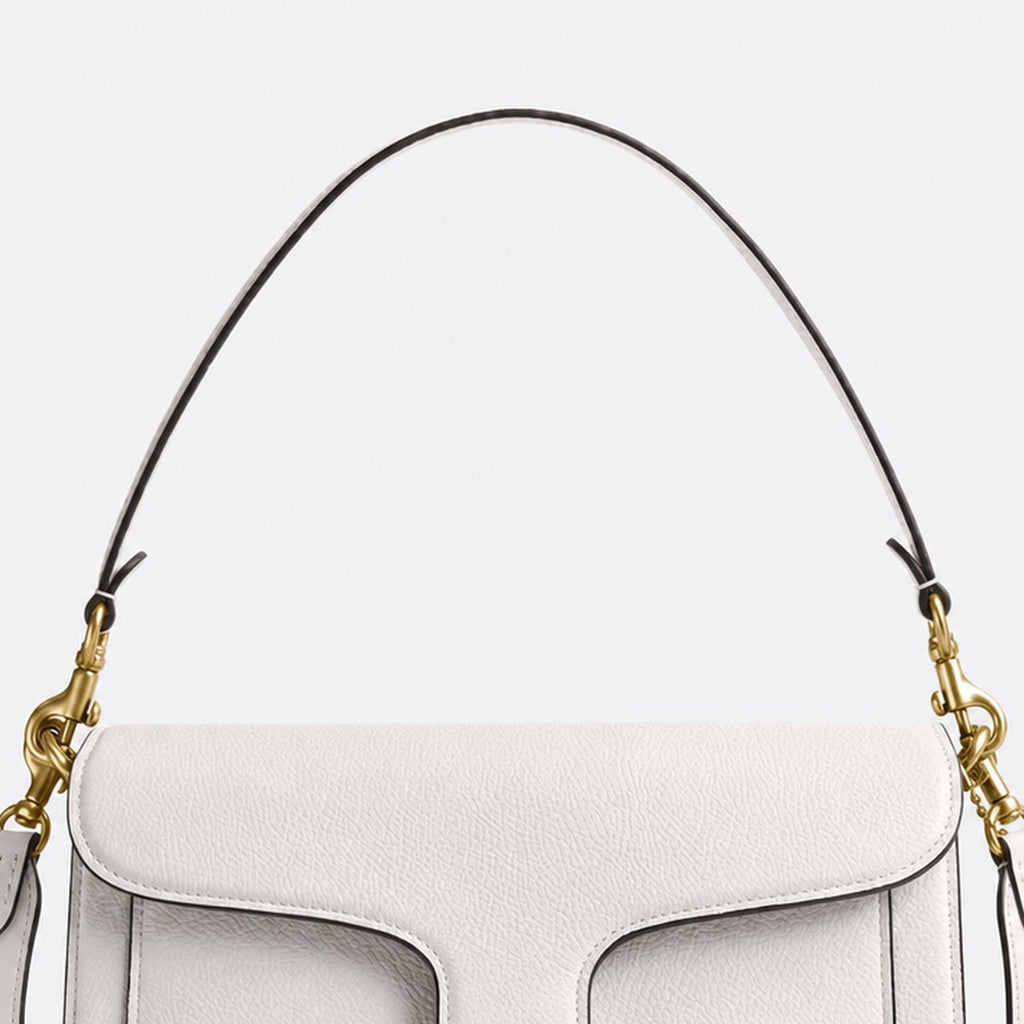 Chalk White Pebble Leather Shoulder Bag, photo 2