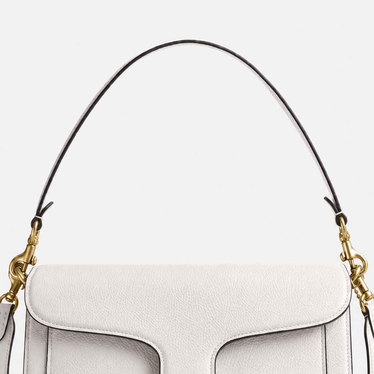 Chalk White Pebble Leather Shoulder Bag, photo 2