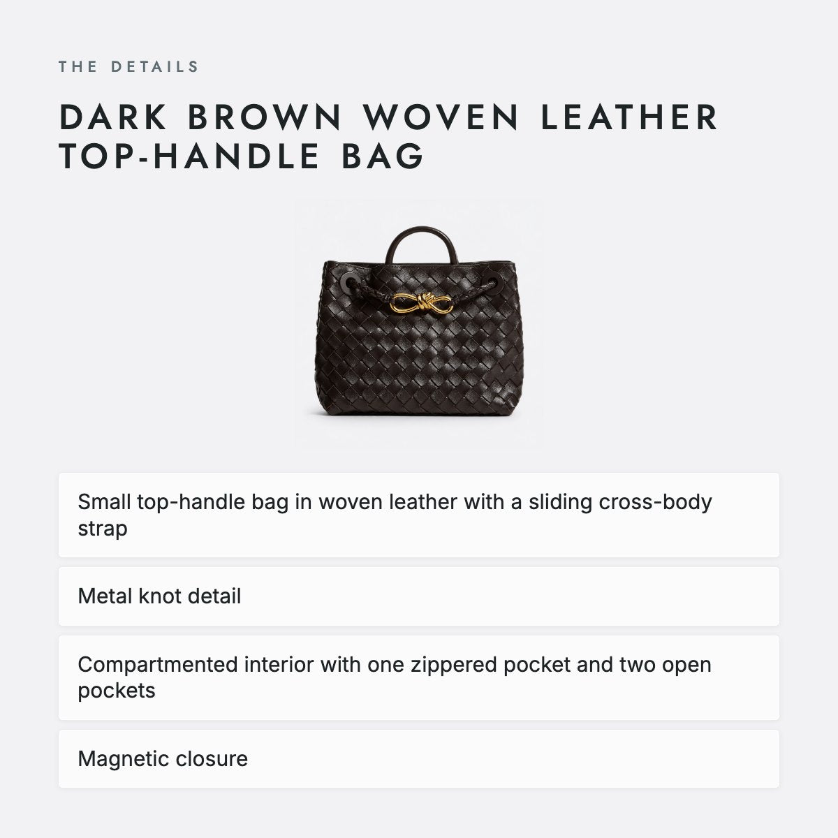Dark Brown Woven Leather Top-Handle Bag, photo 4