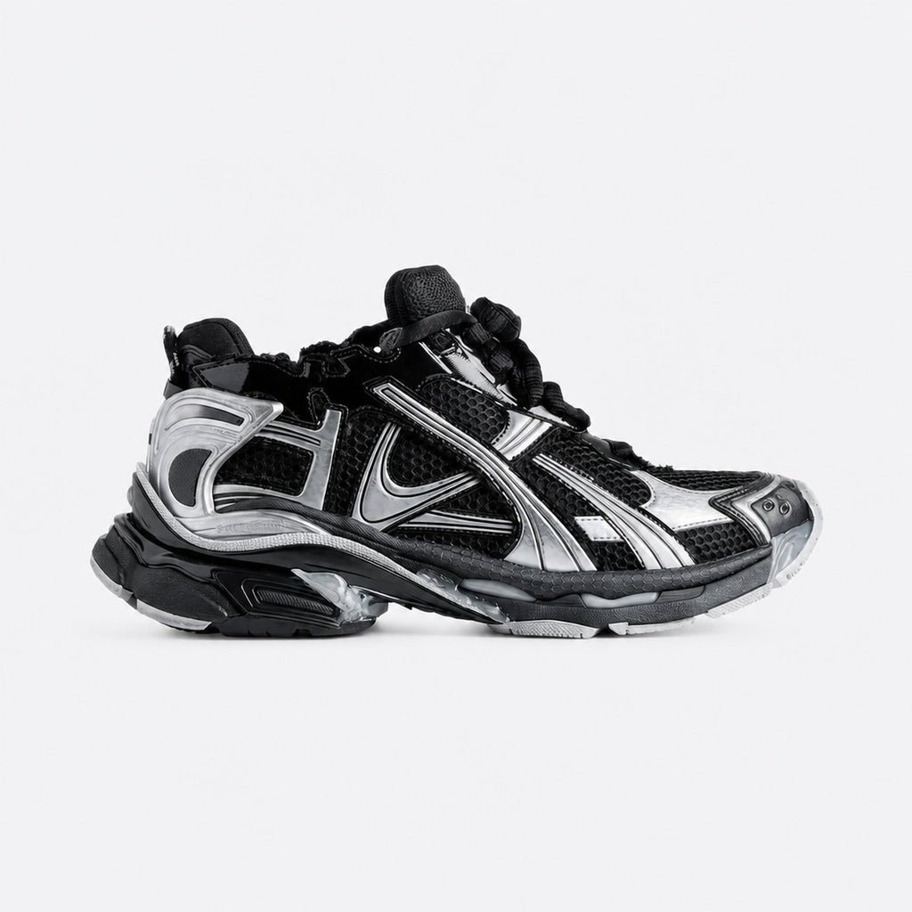 Black and Silver Layered Mesh Sneakers, photo 1