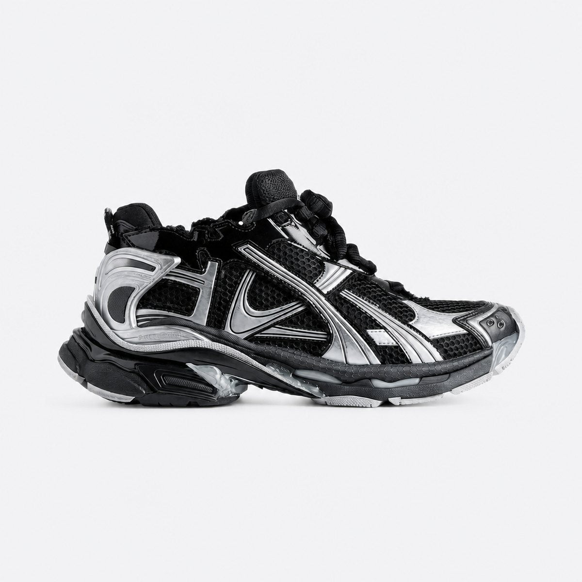 Black and Silver Layered Mesh Sneakers, photo 1