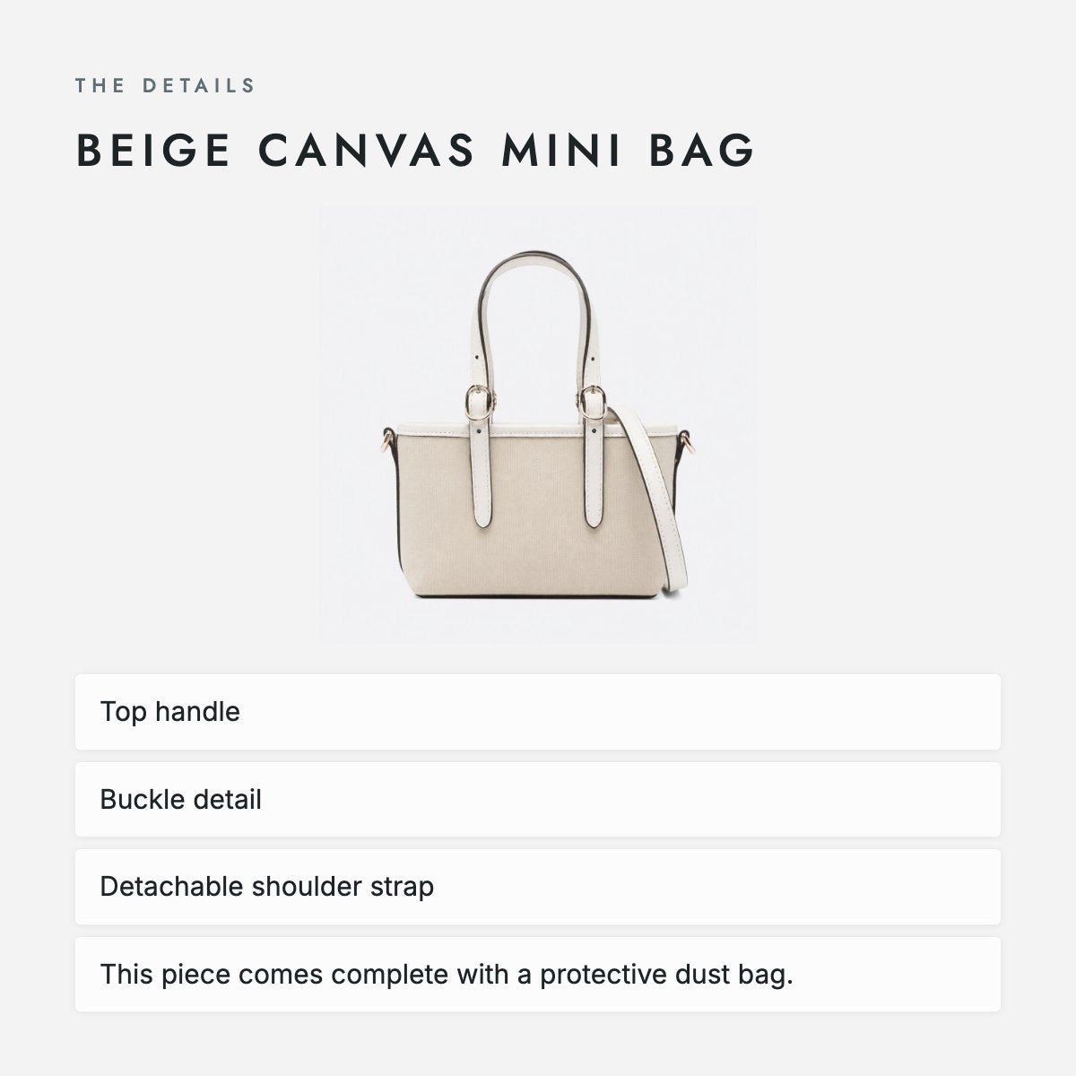 Beige Canvas Mini Bag, photo 4