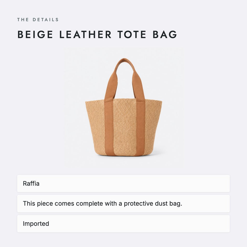 Beige Leather Tote Bag, photo 4