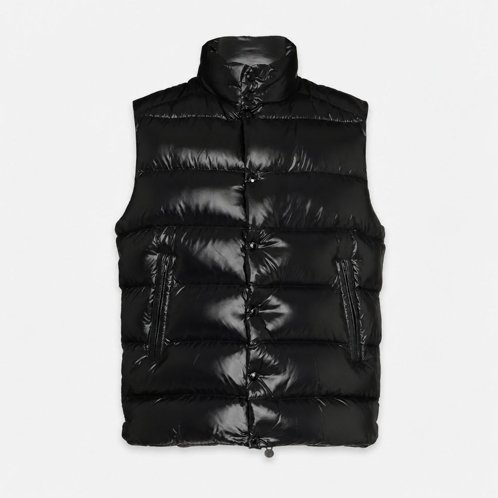 Black High-Shine Quilted Down Gilet, photo 1