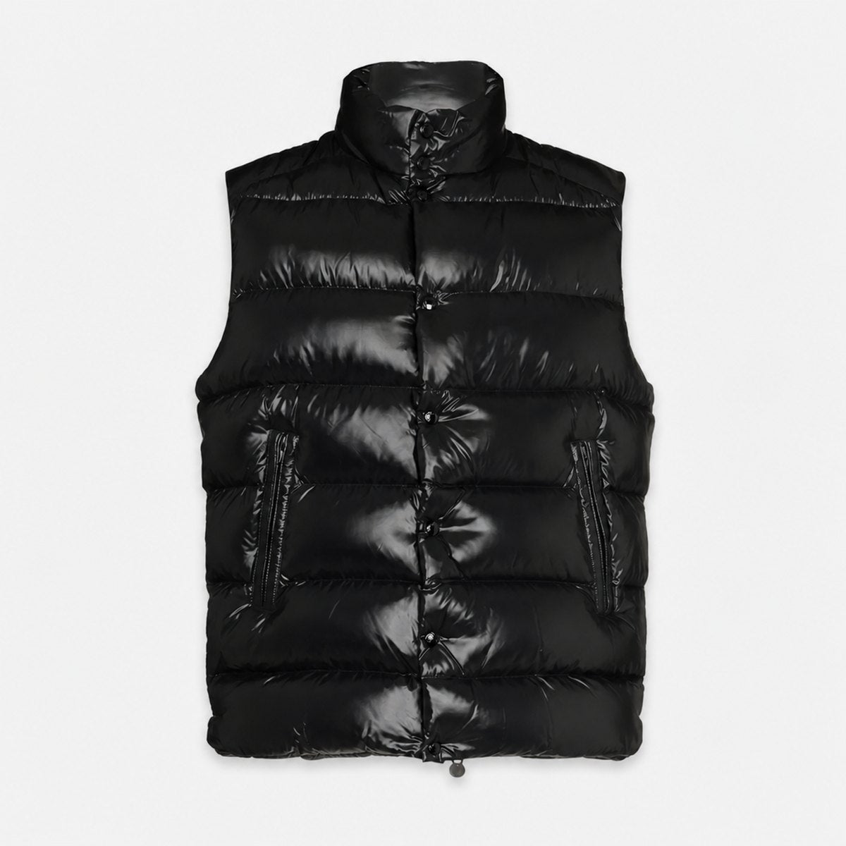 Black High-Shine Quilted Down Gilet, photo 1