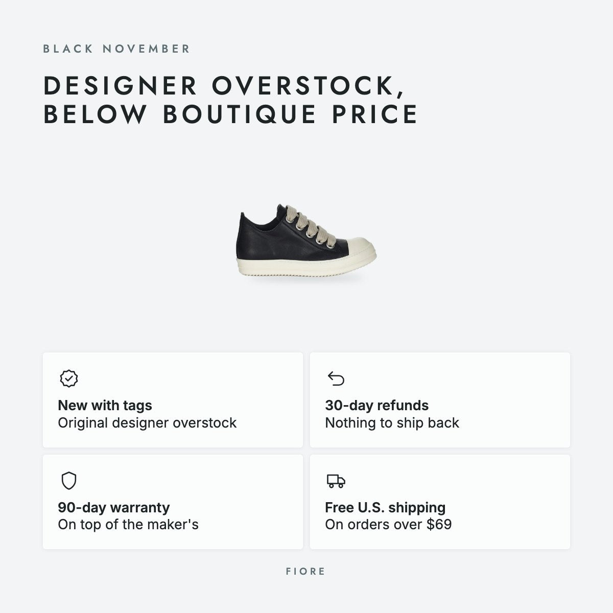 Black Leather Low Sneakers with Jumbo Laces, photo 5