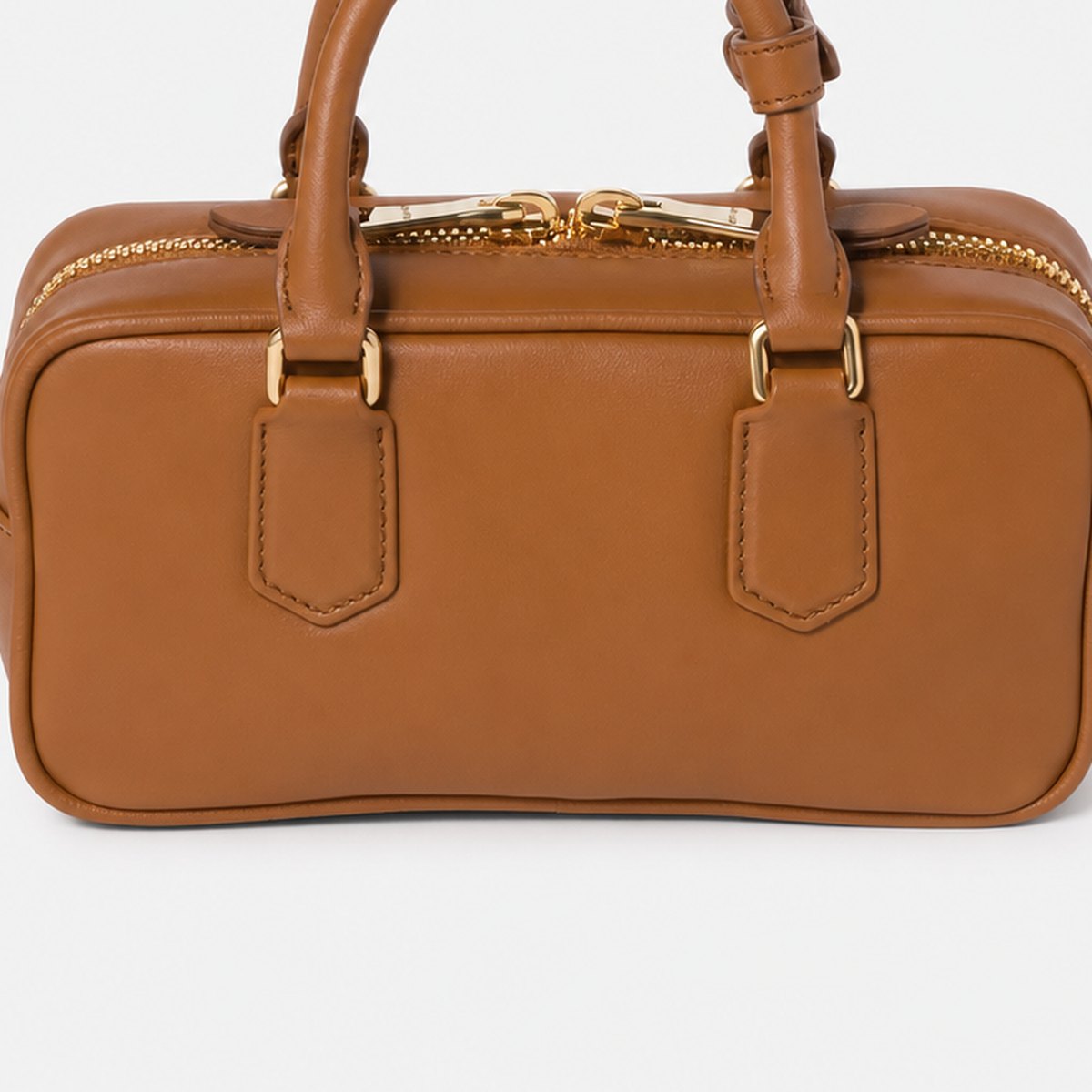 Cognac Padded Leather Top-Handle Bag, photo 3