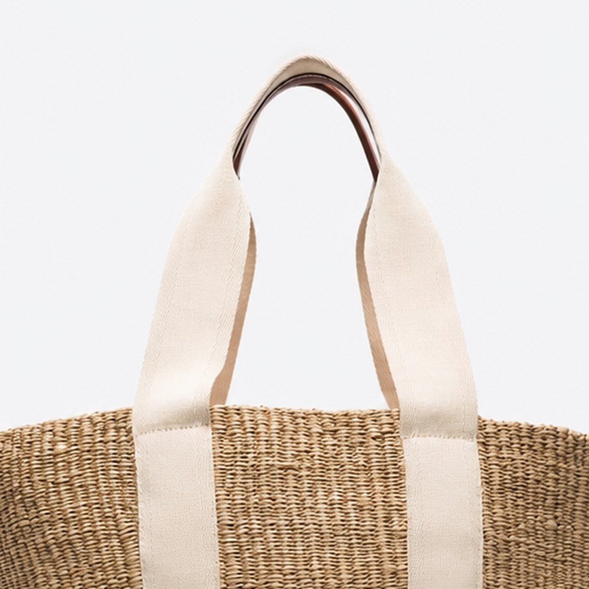 Large Woven Paper Basket Tote with Ribbon Straps, photo 2