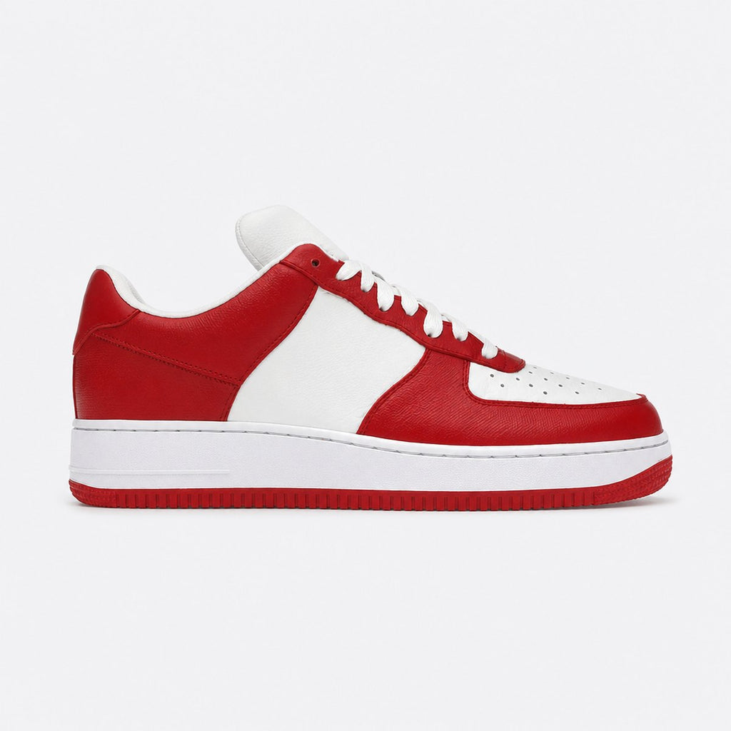 White and Red Leather Low-Top Sneakers, photo 1