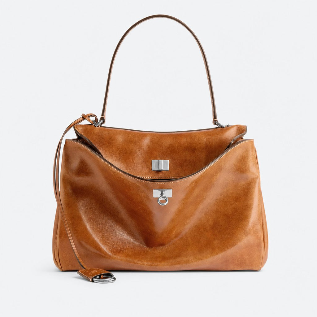 Tan Vegetable-Tanned Leather Top-Handle Bag, photo 1