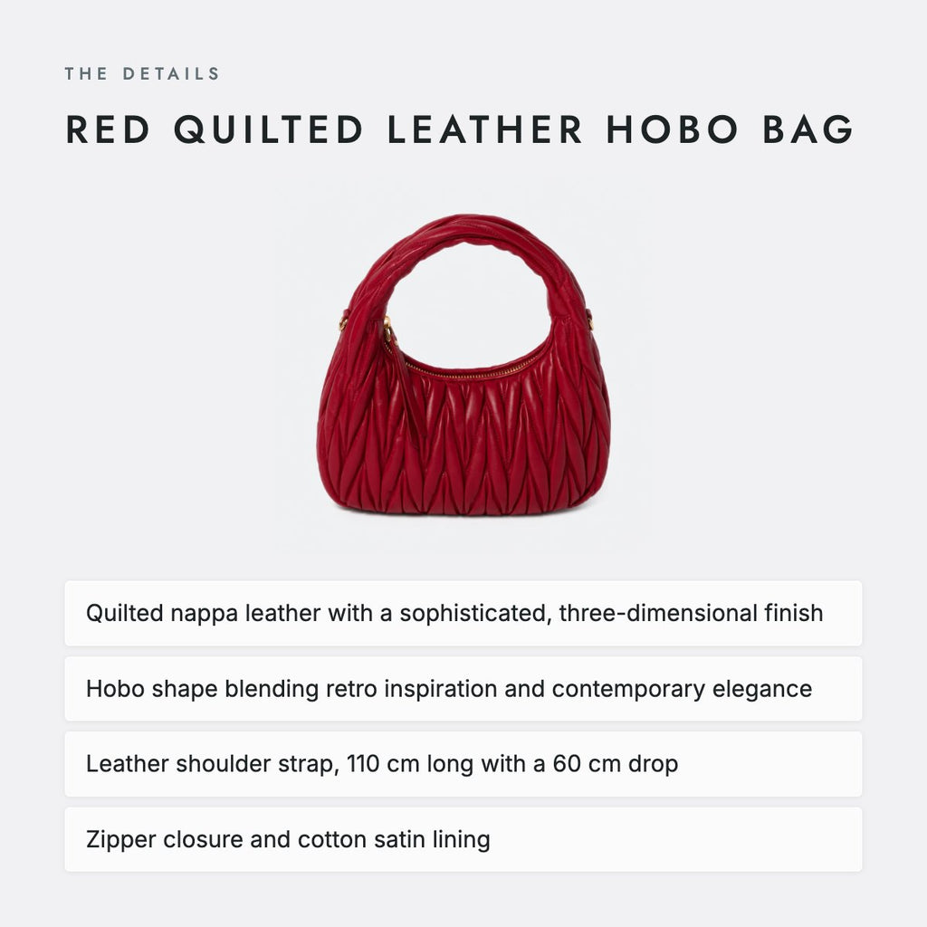 Red Quilted Leather Hobo Bag, photo 4