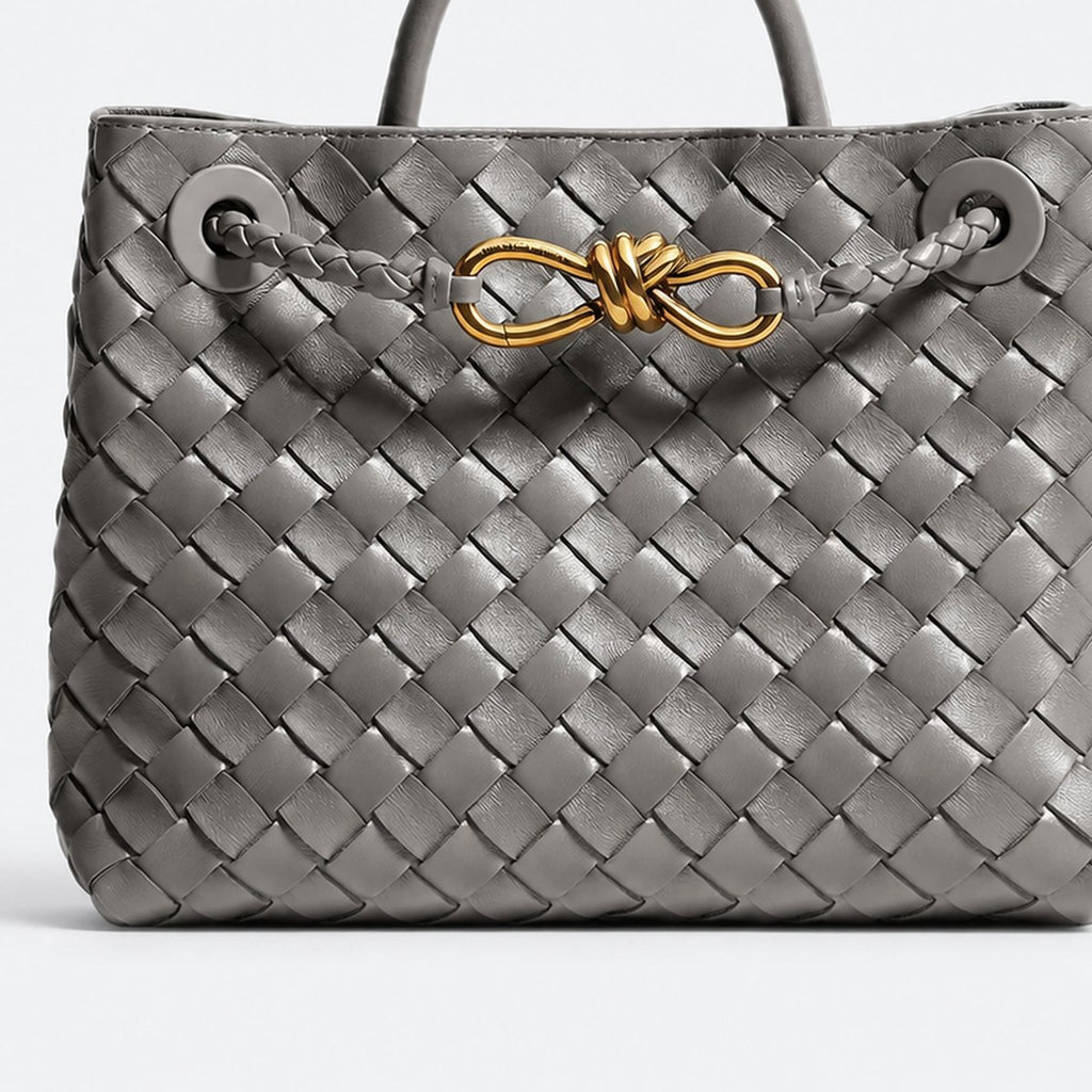 Grey Woven Leather Top-Handle Bag, photo 3
