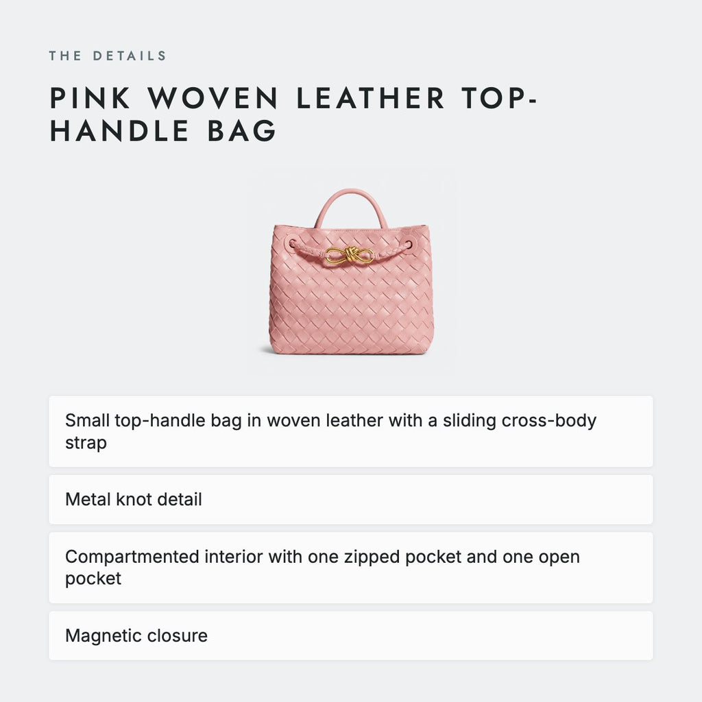 Pink Woven Leather Top-Handle Bag, photo 4
