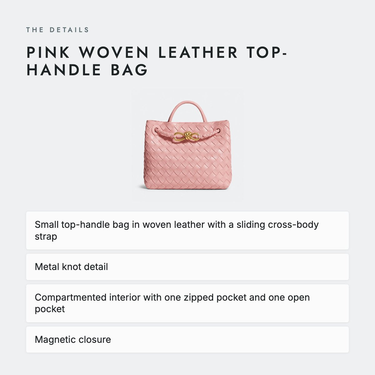 Pink Woven Leather Top-Handle Bag, photo 4