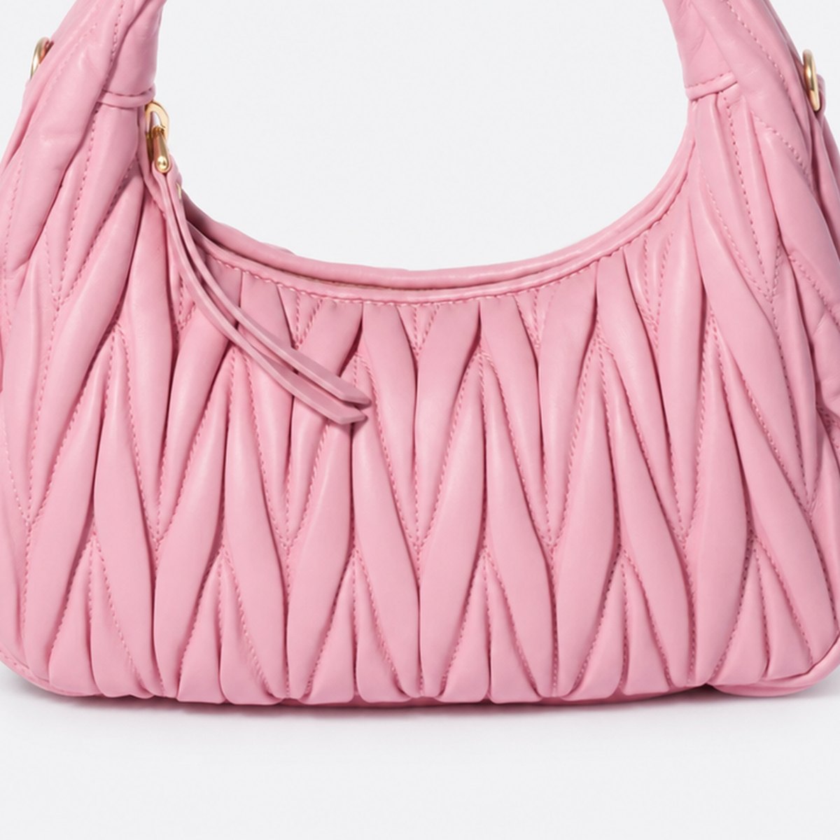 Pink Quilted Leather Hobo Bag, photo 3