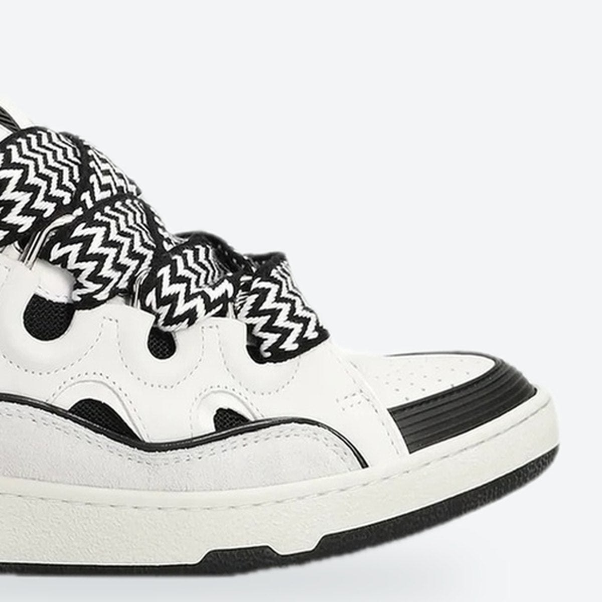 White and Black Leather Oversized Sneakers, photo 3