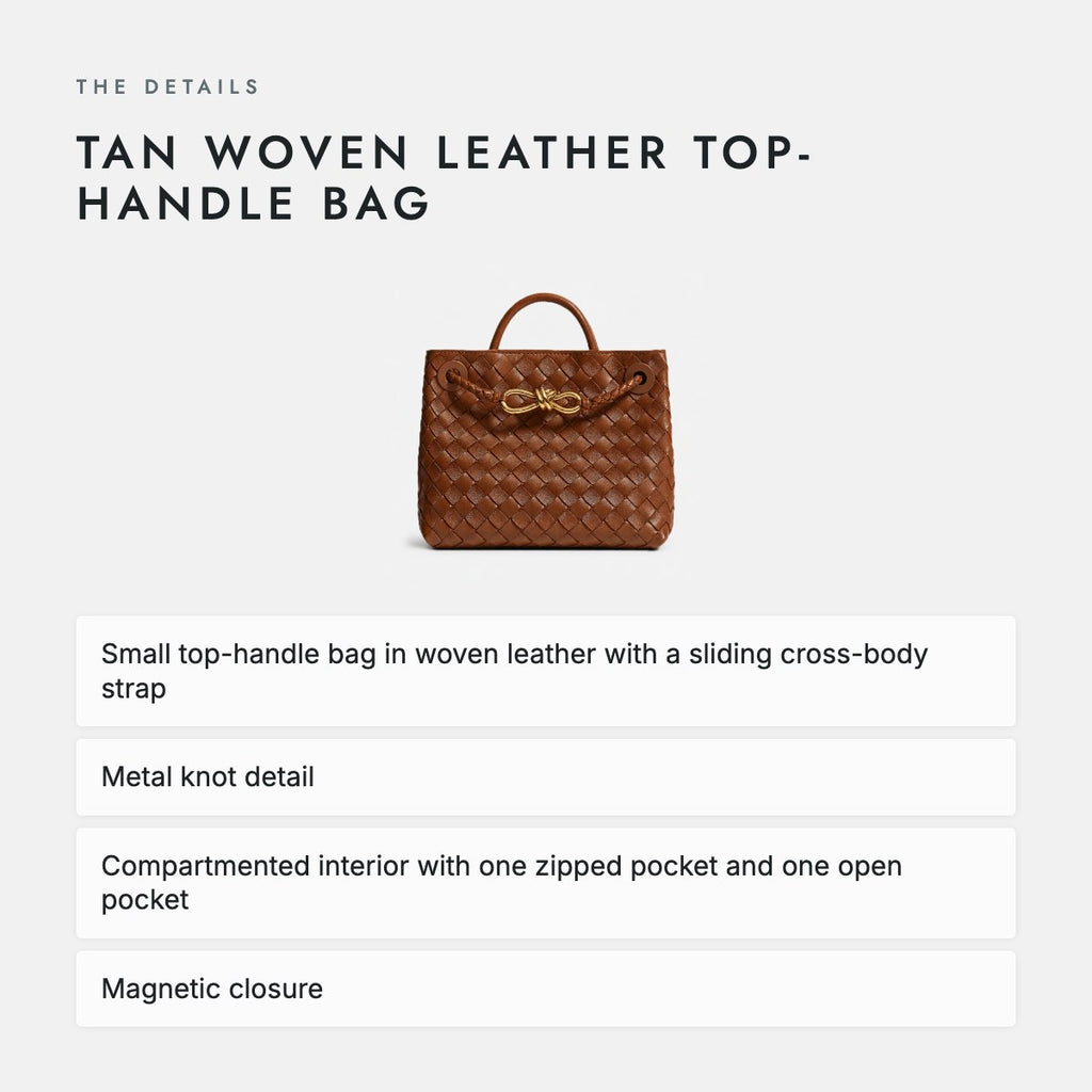 Tan Woven Leather Top-Handle Bag, photo 4