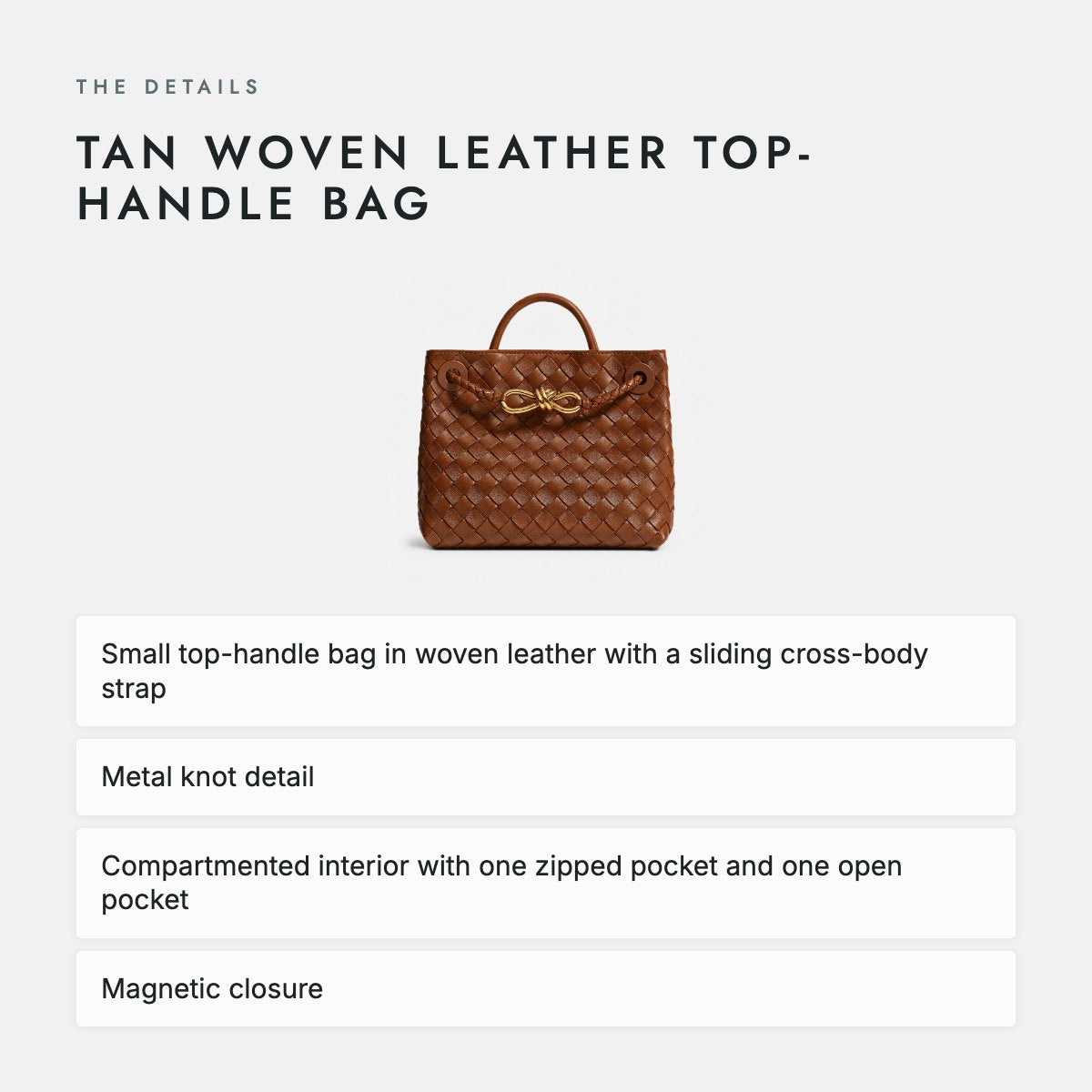 Tan Woven Leather Top-Handle Bag, photo 4