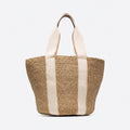 Large Woven Paper Basket Tote with Ribbon Straps, photo 1