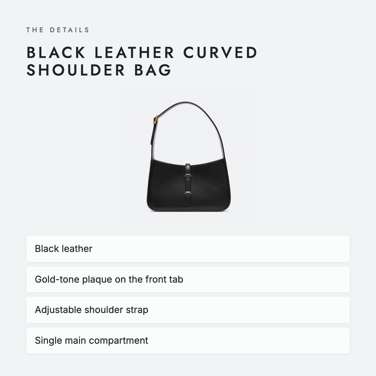Black Leather Curved Shoulder Bag, photo 4