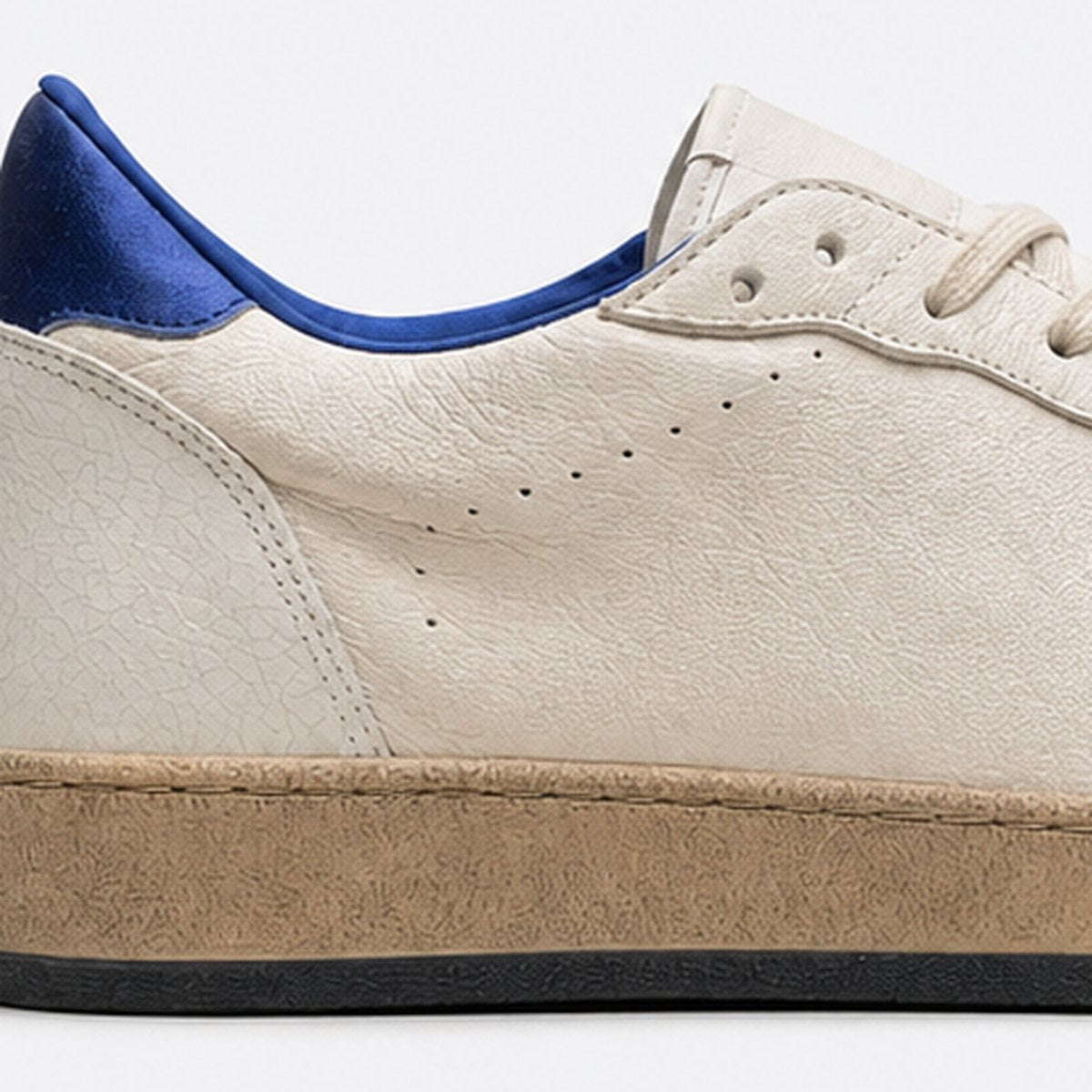 Ivory and Cobalt Blue Leather Sneakers, photo 2