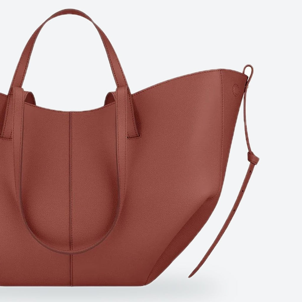Large Terracotta Textured Leather Tote, photo 3