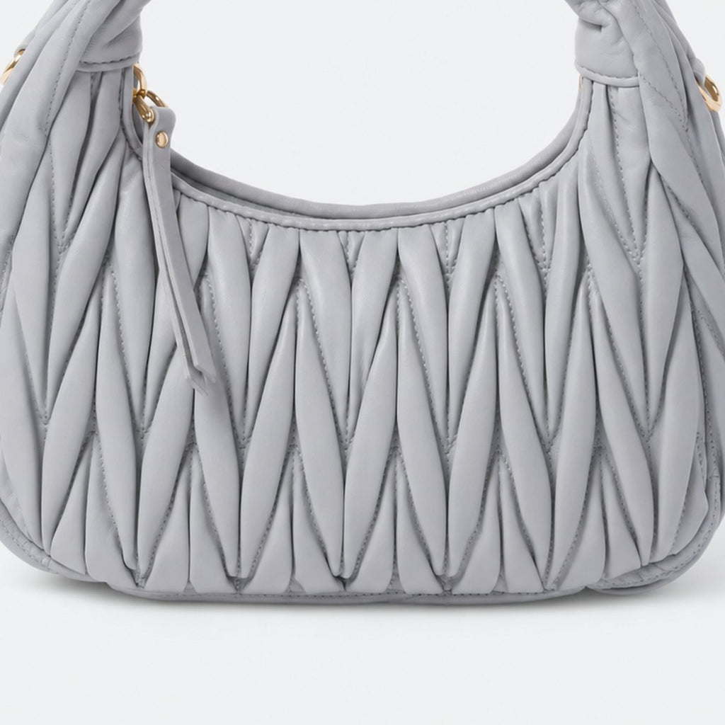 Pearl Gray Quilted Leather Hobo Bag, photo 3