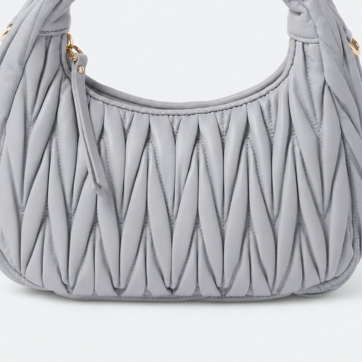 Pearl Gray Quilted Leather Hobo Bag, photo 3