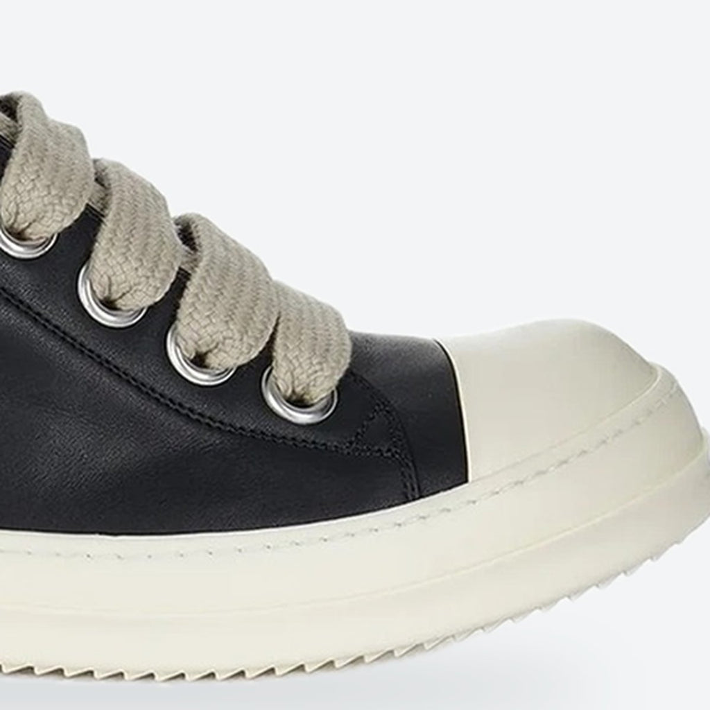Black Leather Low Sneakers with Jumbo Laces, photo 3