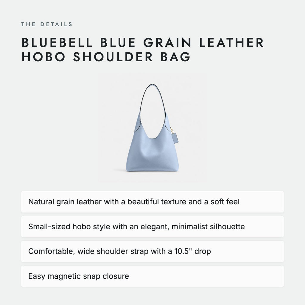 Bluebell Blue Grain Leather Hobo Shoulder Bag, photo 4