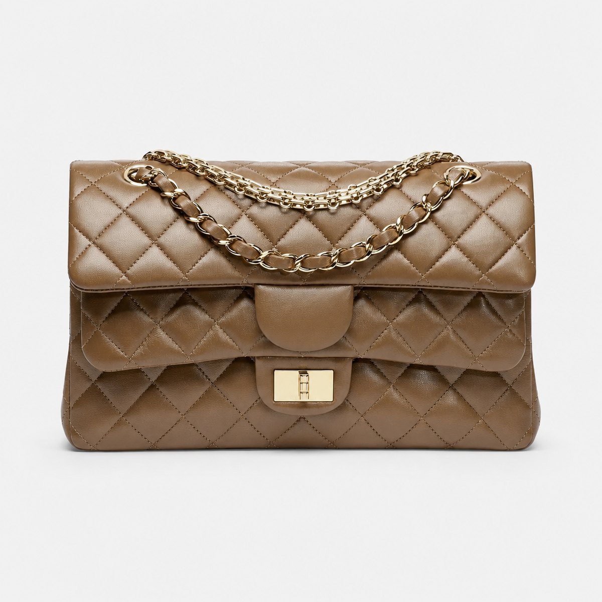 Brown Quilted Lambskin Flap Bag, photo 1