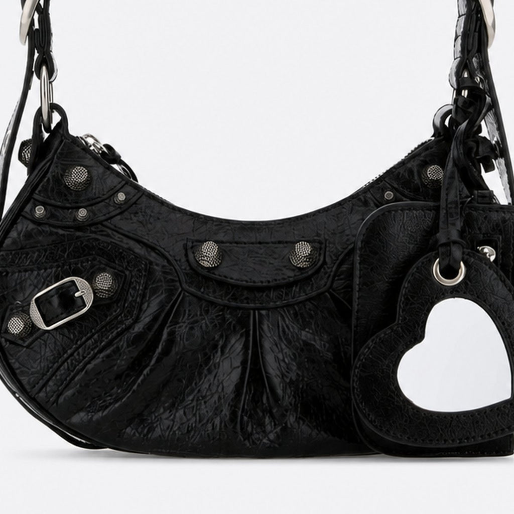 Black Studded Leather XS Shoulder Bag, photo 3