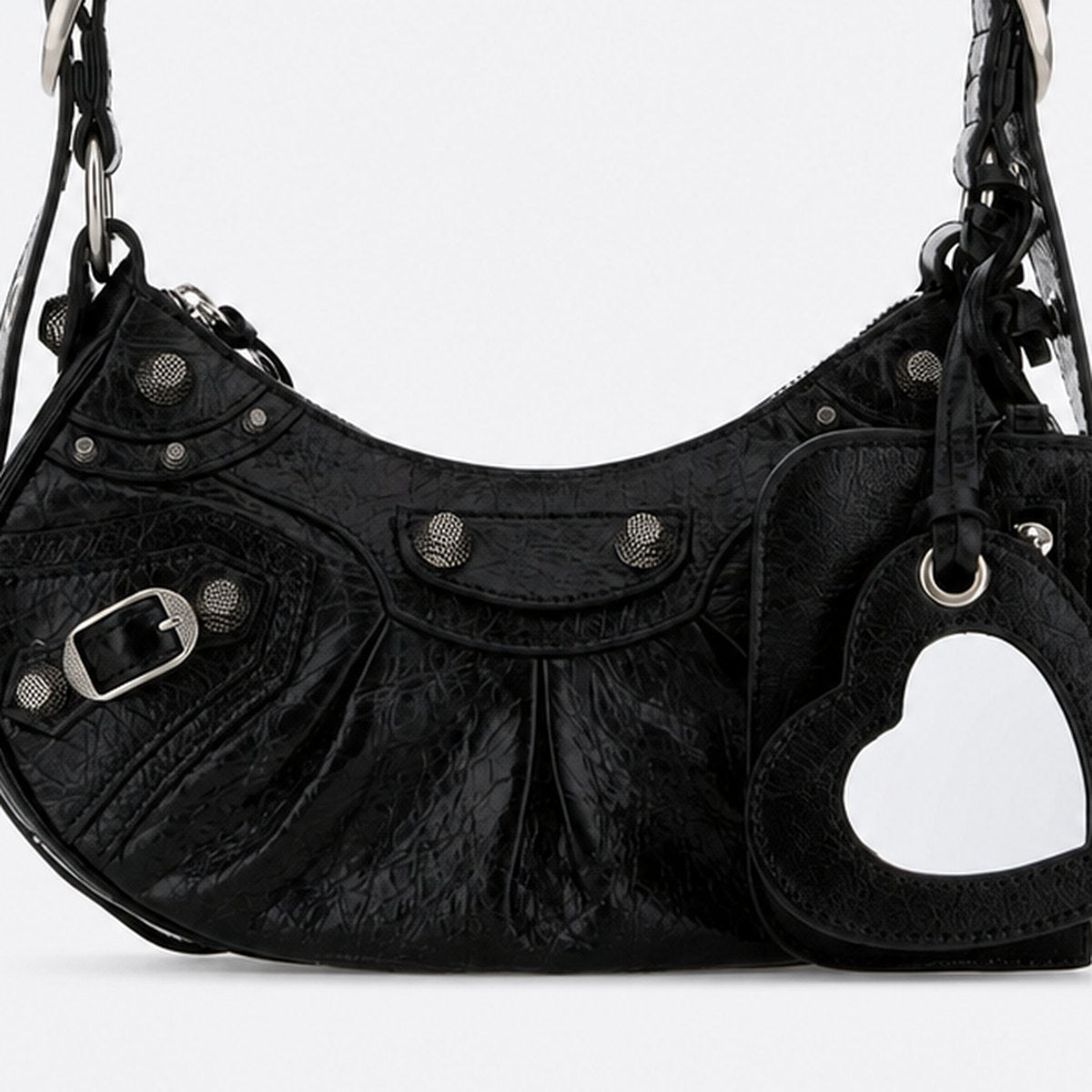 Black Studded Leather XS Shoulder Bag, photo 3
