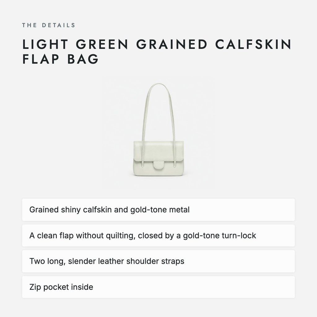 Light Green Grained Calfskin Flap Bag, photo 4
