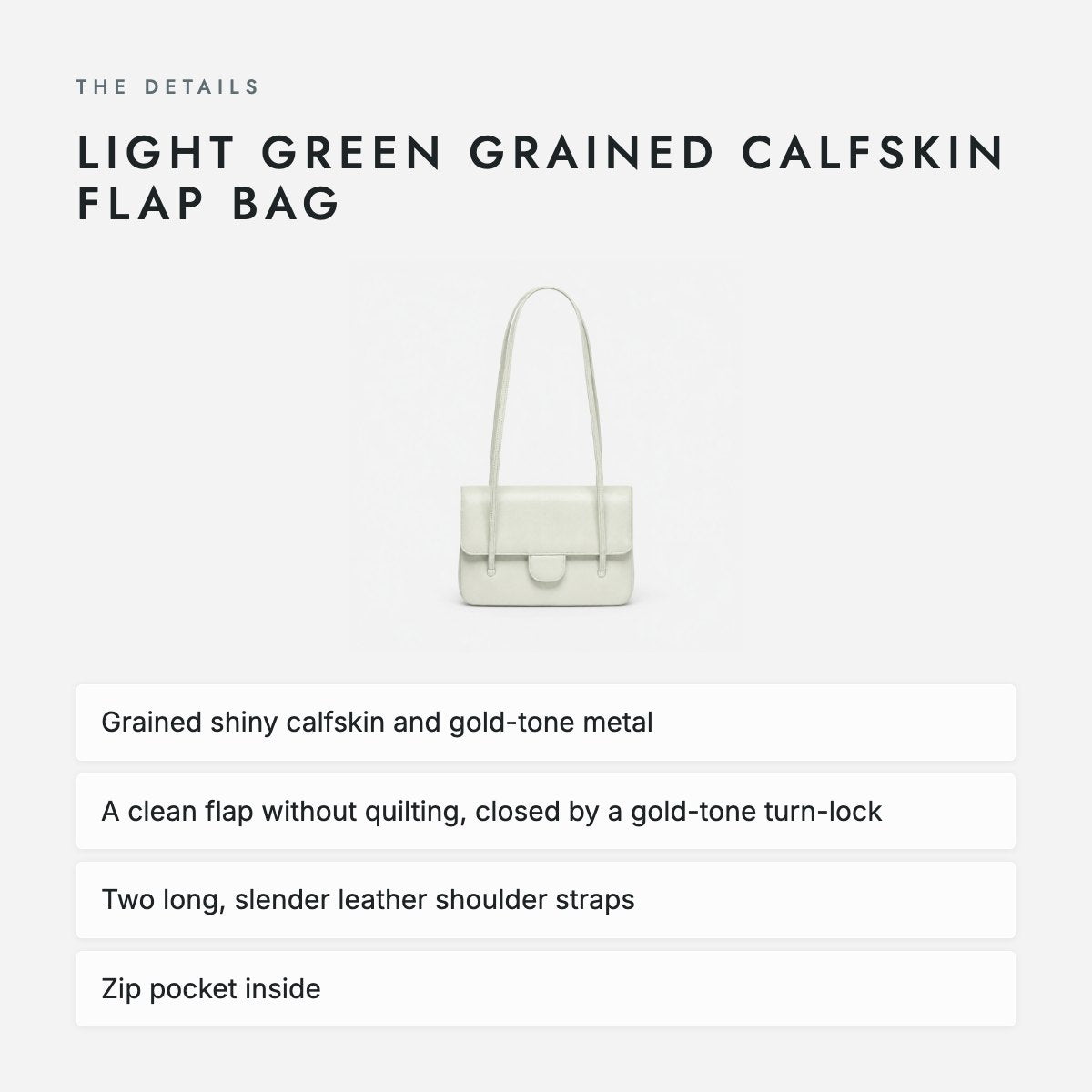 Light Green Grained Calfskin Flap Bag, photo 4
