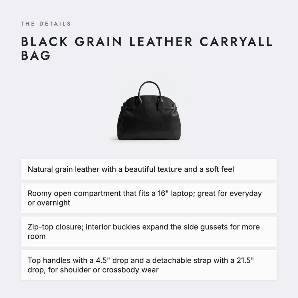 Black Grain Leather Carryall Bag, photo 4