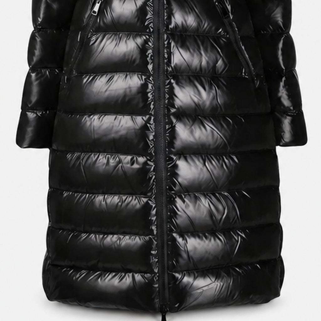 Black High-Shine Hooded Down Coat, photo 3