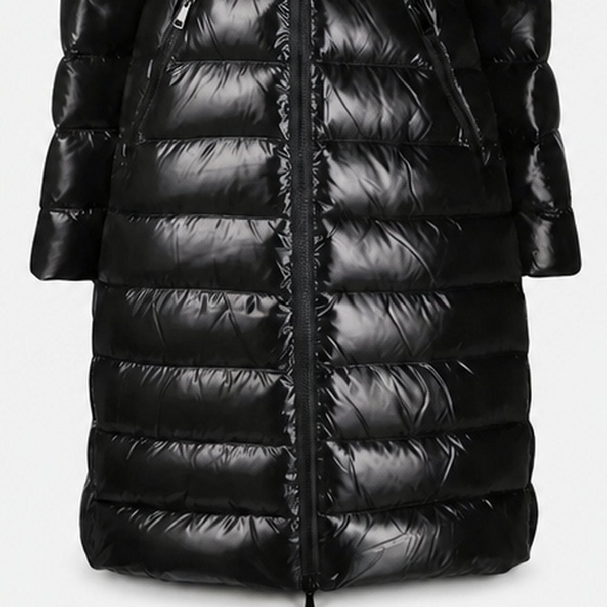 Black High-Shine Hooded Down Coat, photo 3