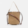 Small Woven Basket Bucket Bag with Leather Strap, photo 1