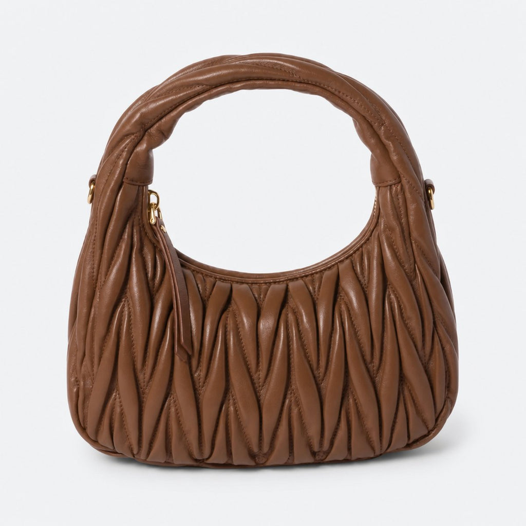Cognac Quilted Leather Hobo Bag, photo 1