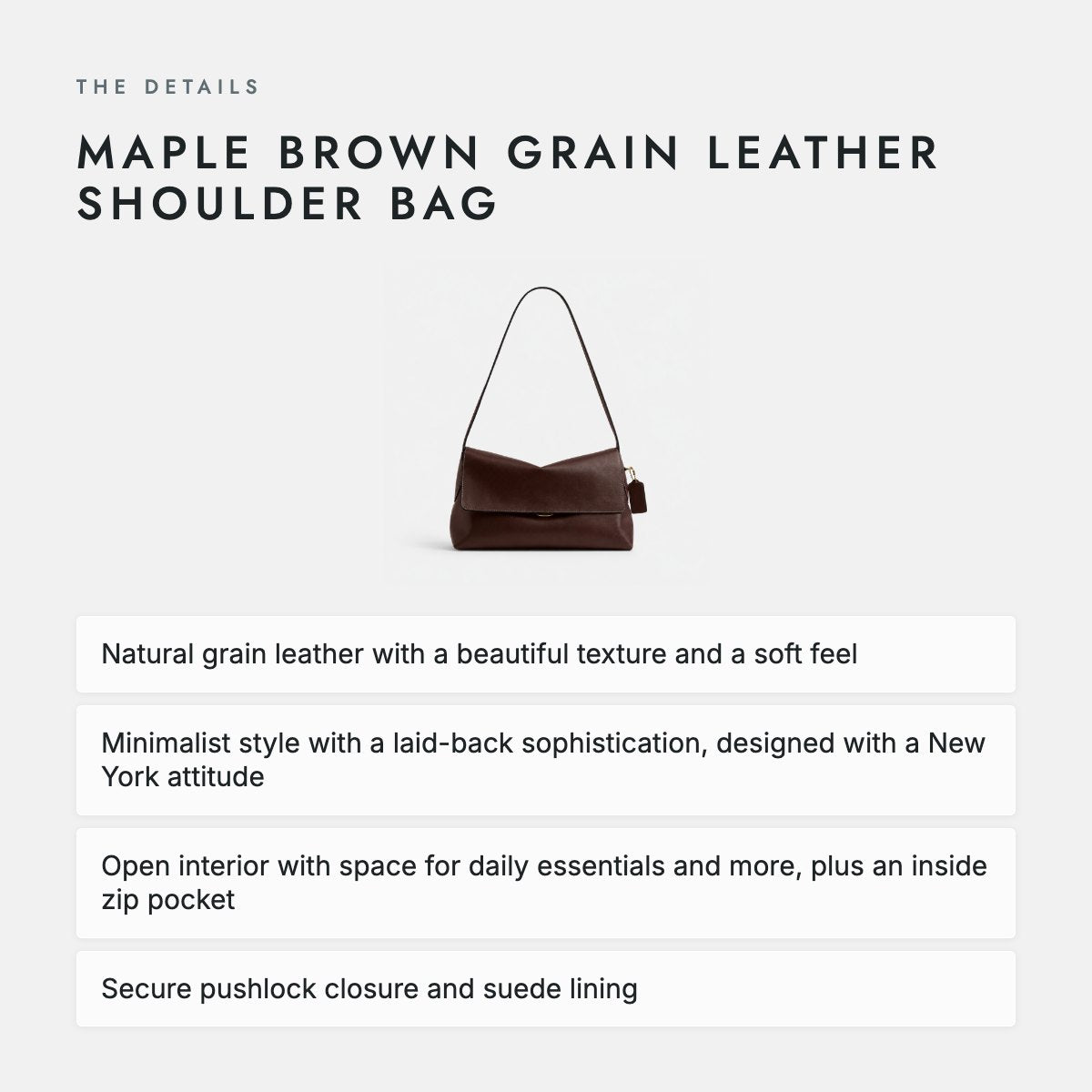 Maple Brown Grain Leather Shoulder Bag, photo 4
