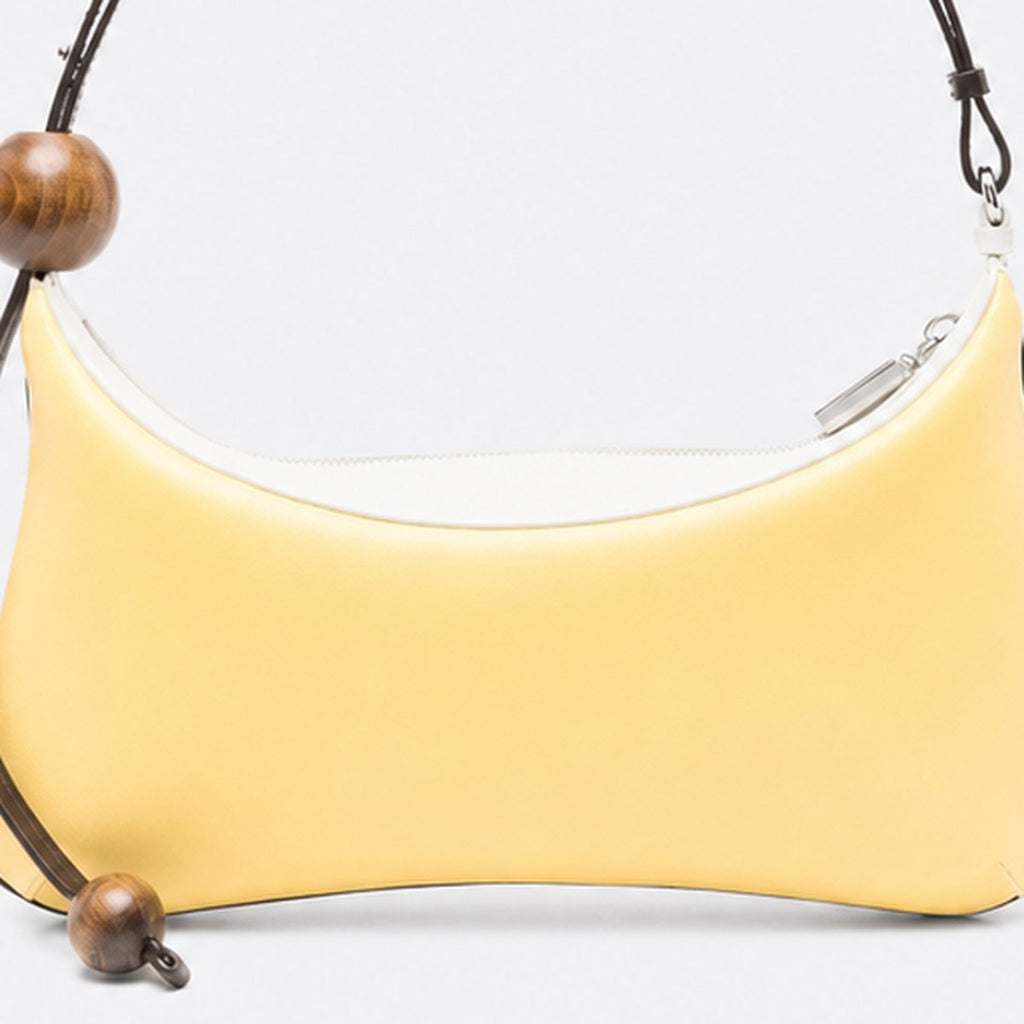 Pastel Yellow Lambskin Curved Shoulder Bag, photo 3