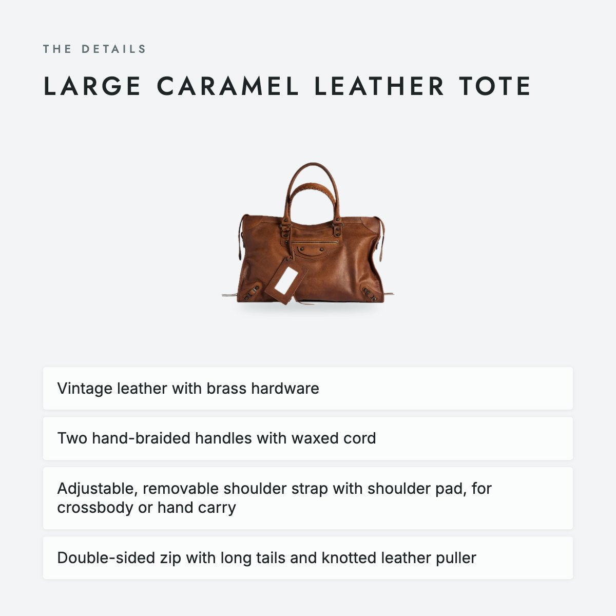 Large Caramel Leather Tote, photo 4