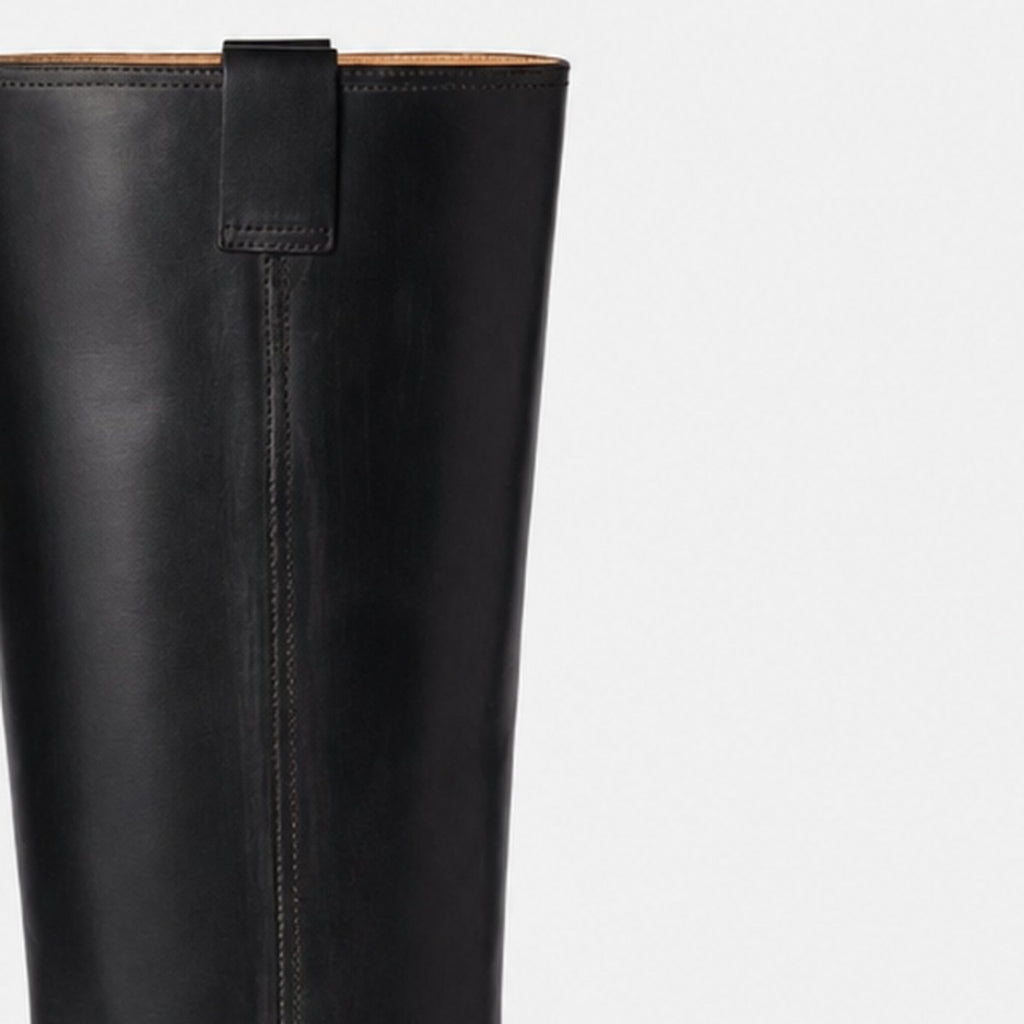 Tall Black Leather Boots with Lug Sole, photo 2