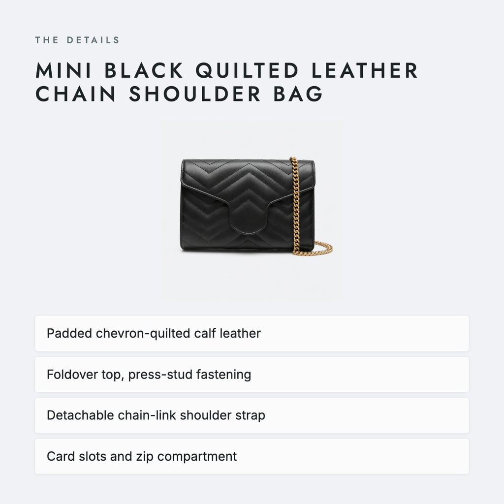 Mini Black Quilted Leather Chain Shoulder Bag, photo 4