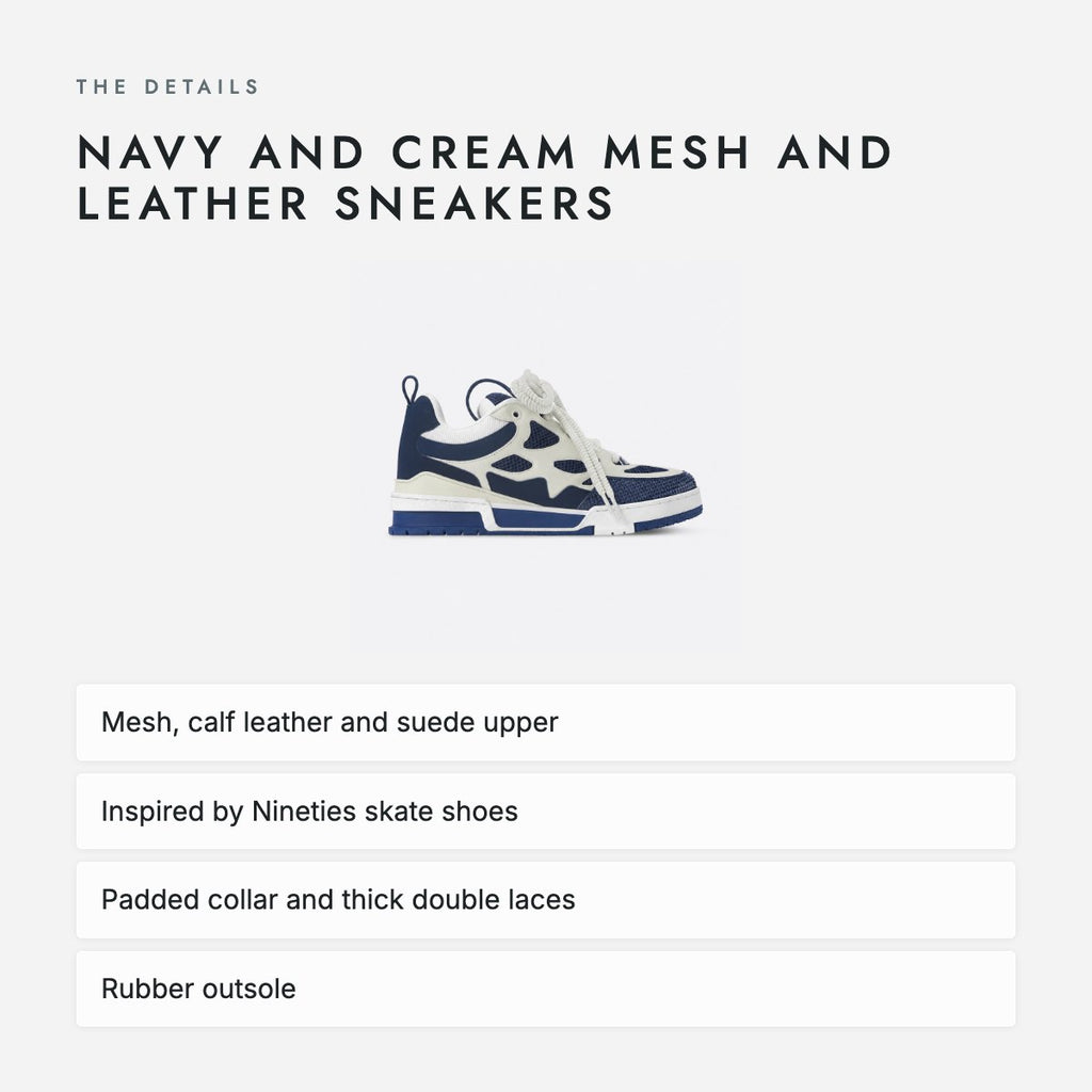 Navy and Cream Mesh and Leather Sneakers, photo 4